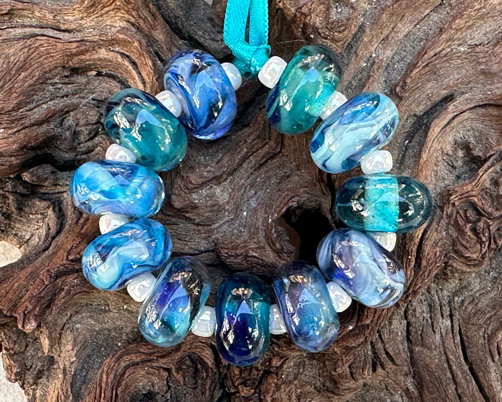 11pcs Blue Lampwork Glass Beads Set for Jewelry Making - Handmade Orphan Beads DIY Craft Supplies - Perfect for Necklaces, Bracelets & Earrings