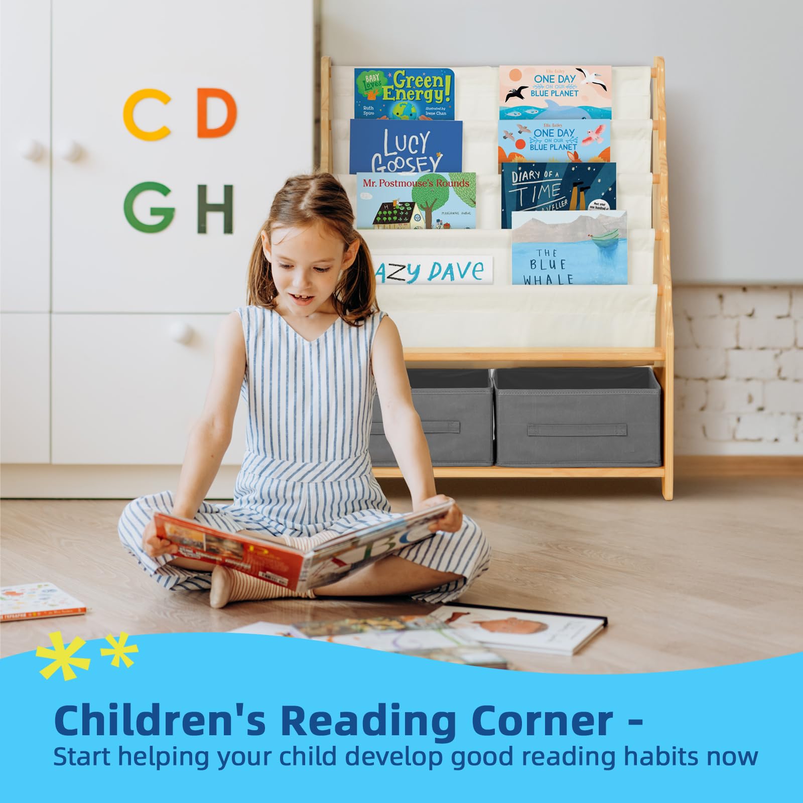 OOOK Solid Wood Montessori Bookshelf for Kids - 27.6