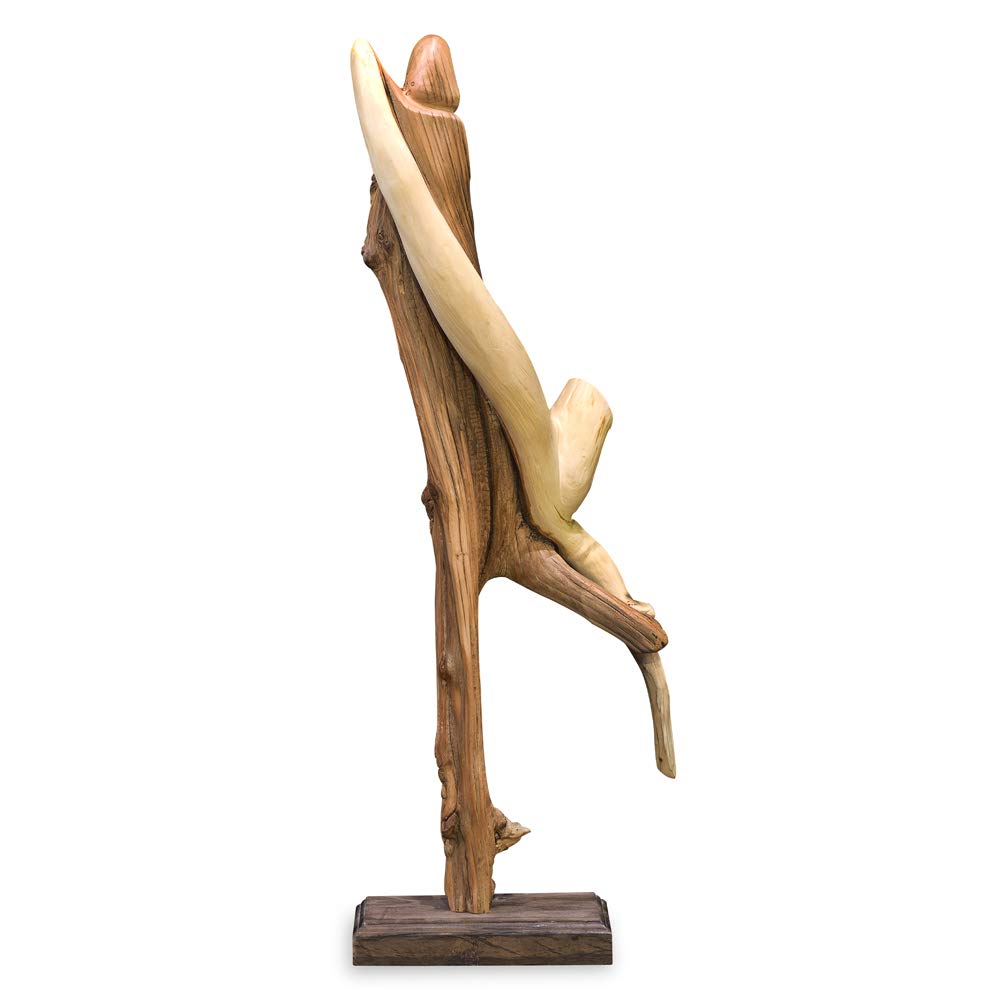 Hand-Carved Cedar Wood Root Damo Asian Sculpture with Stand - Zen Home Decor for Meditation & Office Desk