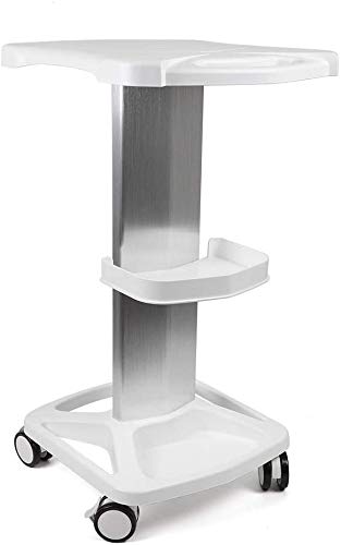 Professional Aluminum Alloy Rolling Salon Tray Cart - Portable Beauty Tool Stand for Hair Stylists & Salon Professionals | White ABS Mobile Trolley with Hair Instrument Tray | Perfect for Salon Organization & Styling Station