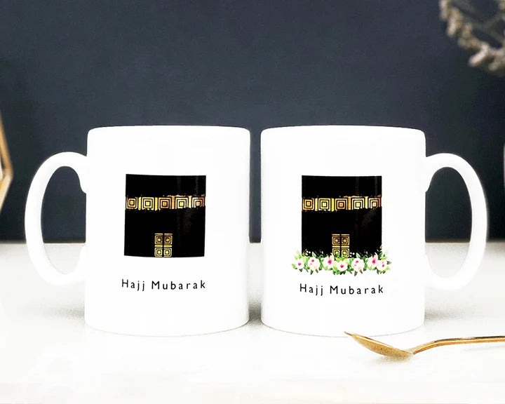 Hajj Mubarak His and Her Kaaba Mug Set - Islamic Coffee Cups for Couples, Perfect for Eid Gifts, Ramadan Decor & Muslim Home Decor