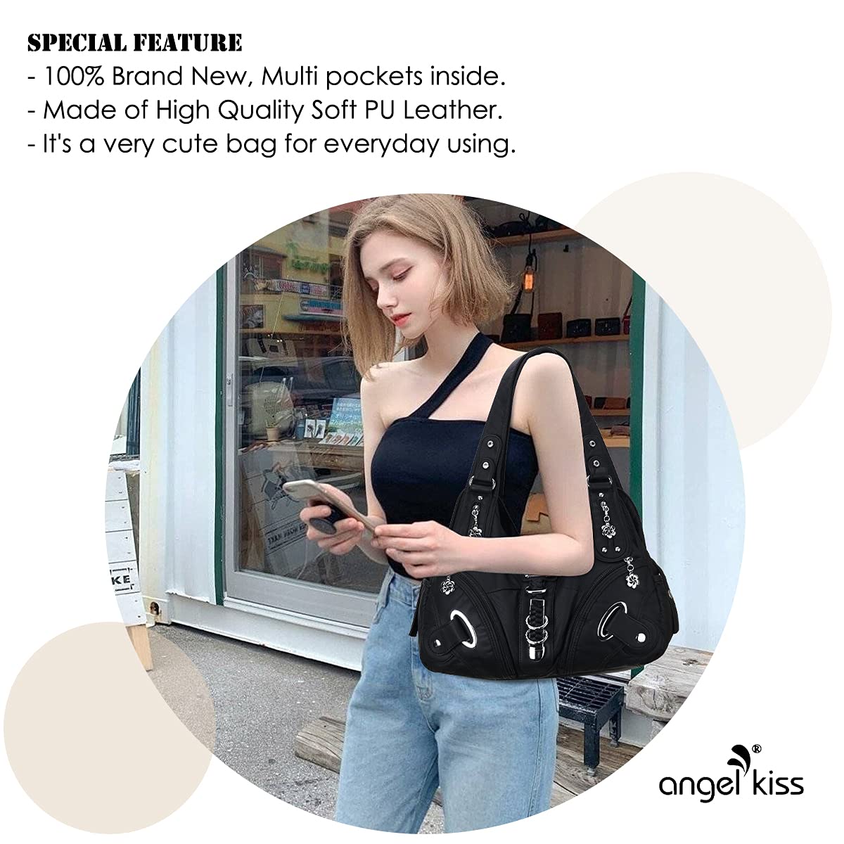 Angelkiss Women's Hobo Purses & Handbags - Large Satchel Shoulder Bag for Daily Use | Perfect for Work, Travel, and Casual Outings