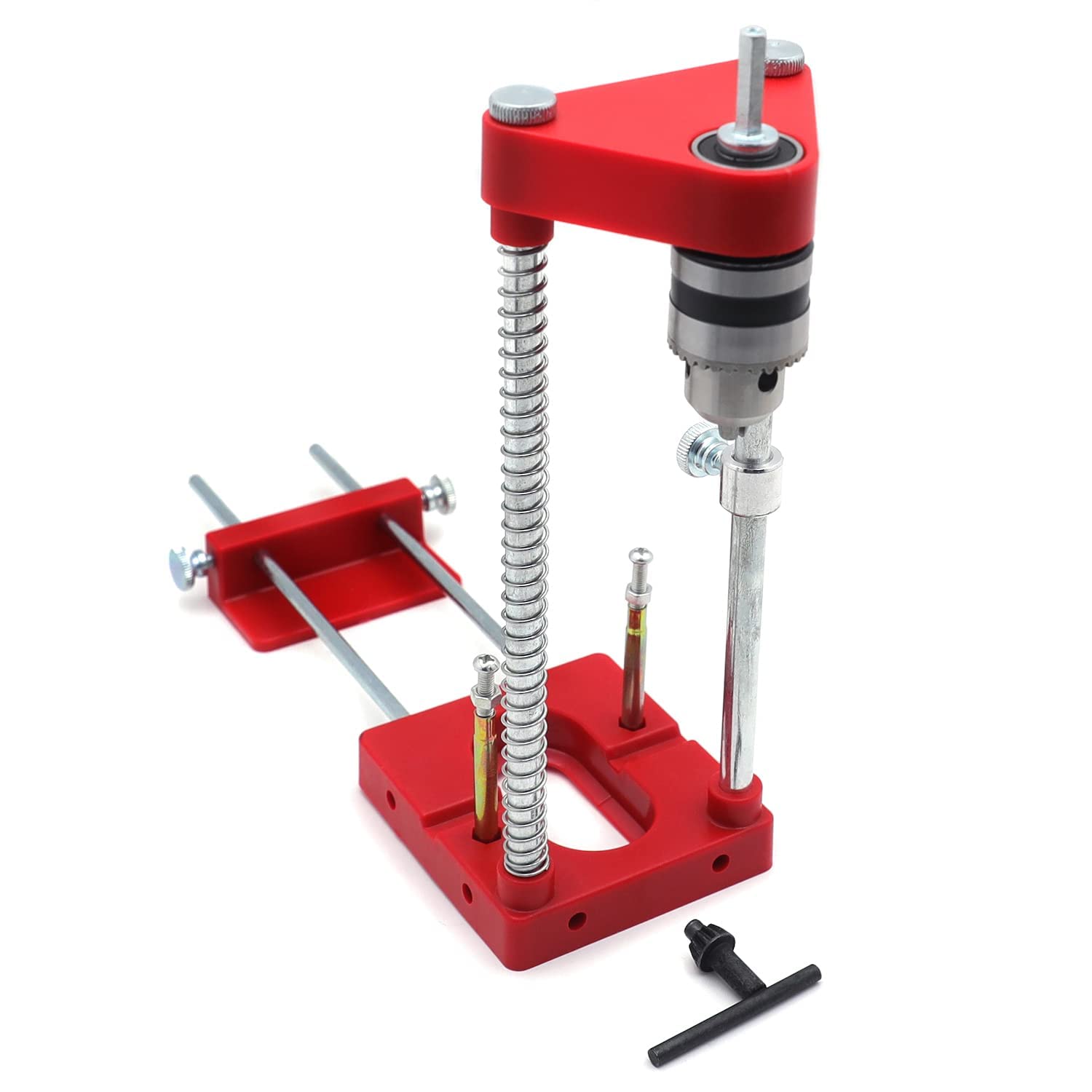 HTTMT Adjustable Hole Drilling Template Tool - Red Cabinet Hardware Woodworking Punch Locator Drill Guide (P/N: ET-TOOL040-RED) | Perfect for Cabinet Making, Furniture Assembly & DIY Woodworking Projects