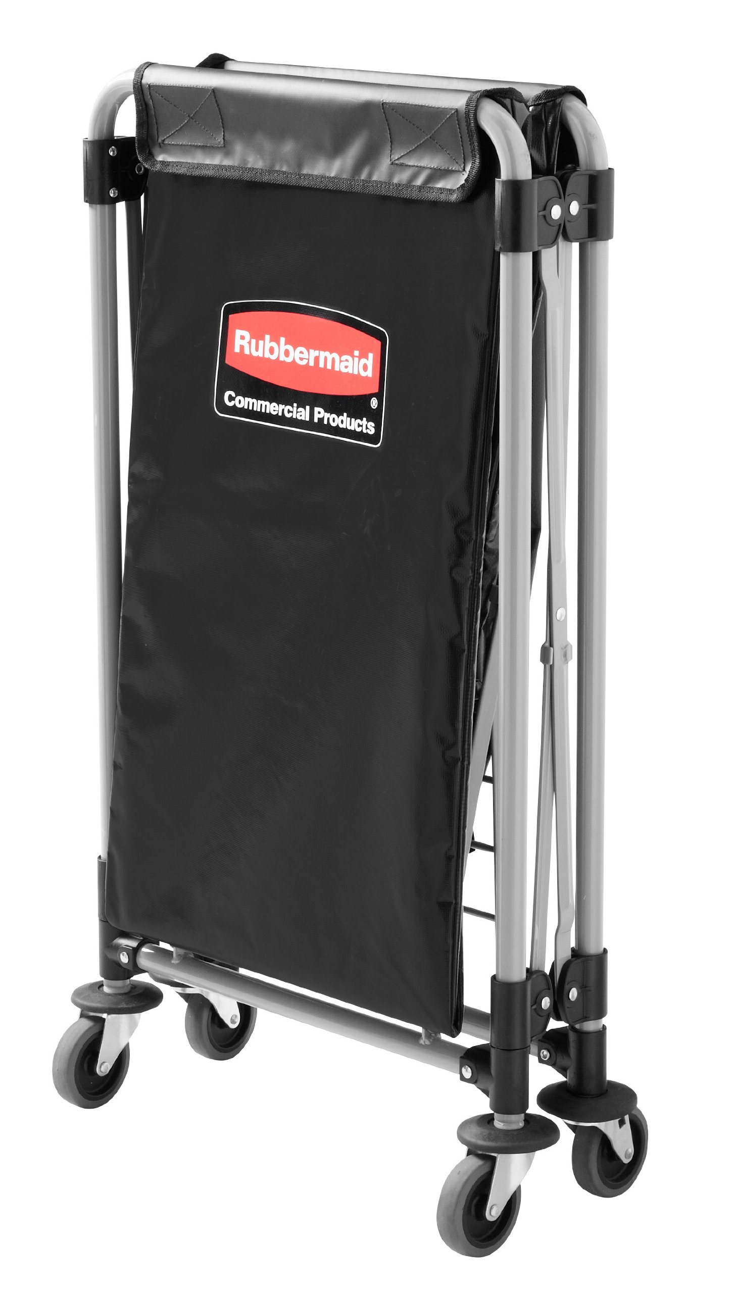 Rubbermaid Commercial Collapsible X Cart - 4 Bushel Steel Laundry Bin with Wheels for Hotel, Nursing Home, College & Home Use | Heavy Duty Utility Cart for Laundry, Supplies & Groceries | Easy Mobility & Space Saving Design