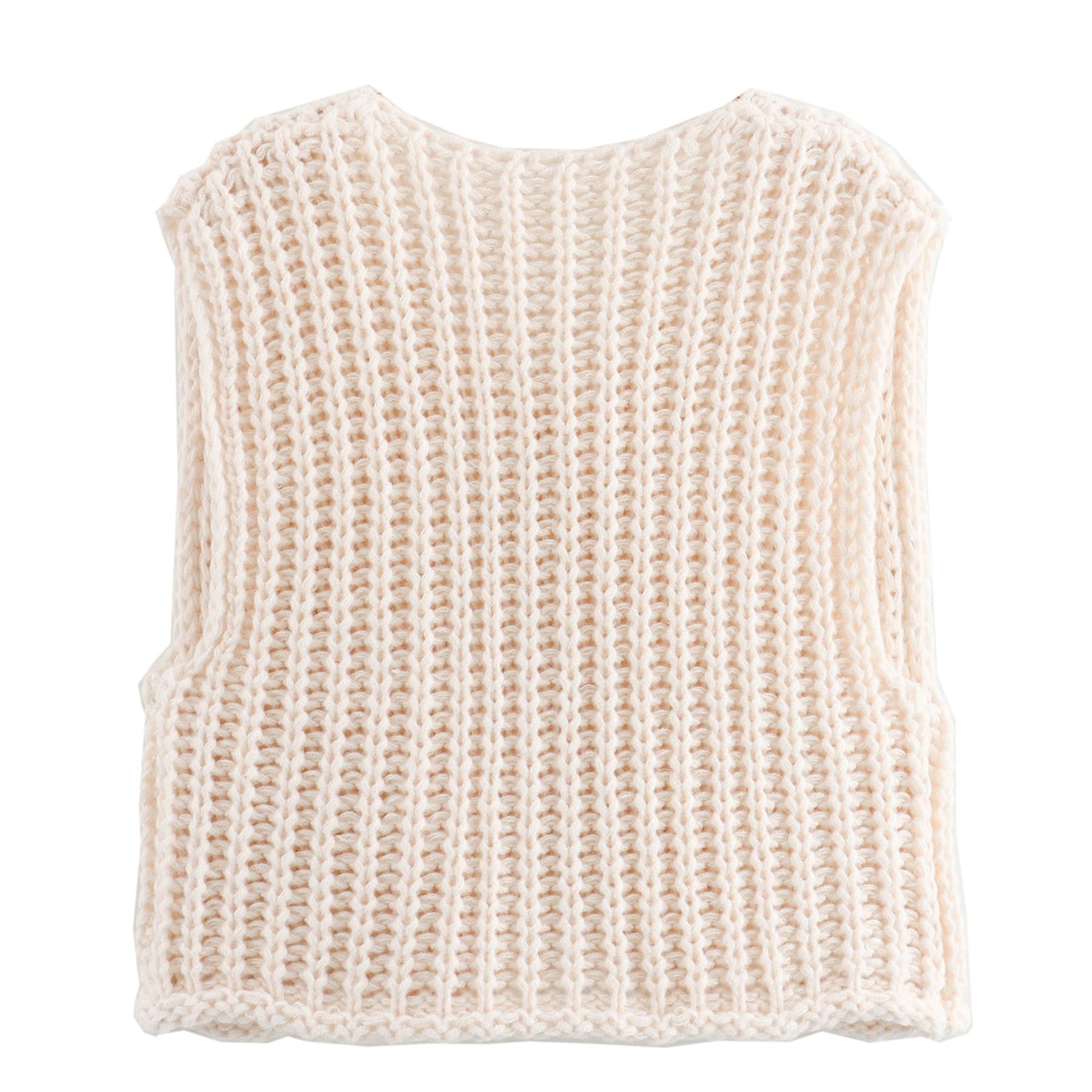 Women's Sleeveless Cropped Cardigan - Casual Chunky Knit Open Front Sweater Vest with Pockets | Button Down Tank Top for Spring/Summer Outfits, Beach Cover-Up & Layering