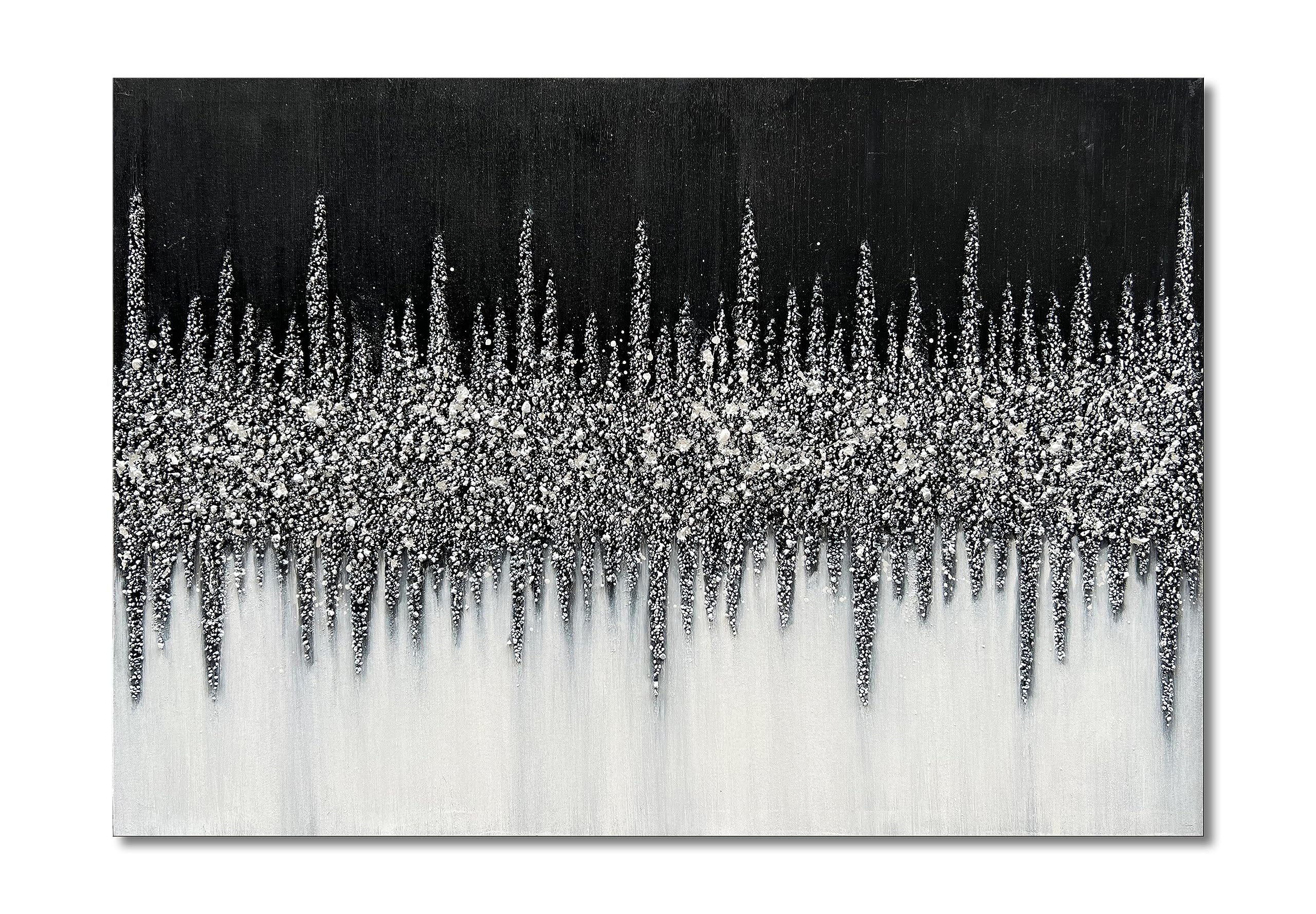 28x40 Inch Hand-Painted Black and Gray Abstract Oil Painting on Canvas - Modern Textured Wall Art for Living Room, Bedroom & Office Decor