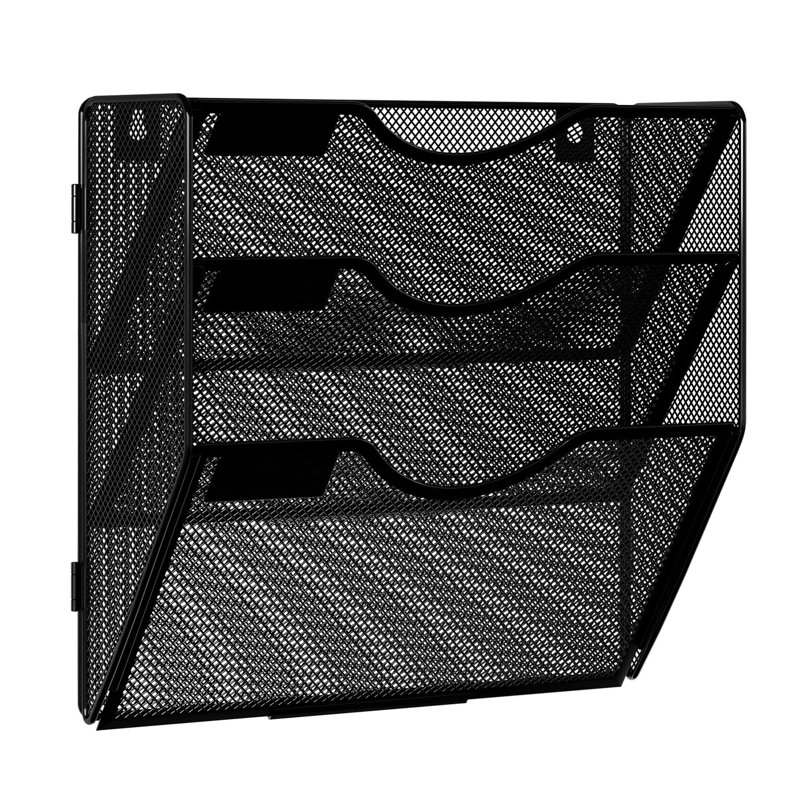 3-Tier Wall Mounted File Organizer - Black Hanging Document Holder for Papers, Magazines & Office Supplies | Perfect for Home Office, Classroom & Workspace Organization