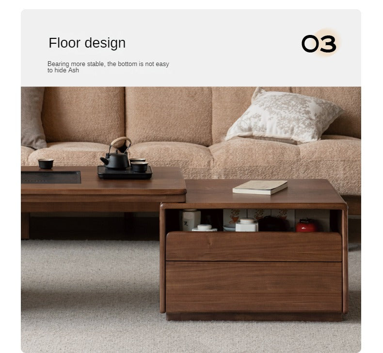 Premium Black Walnut Solid Wood Extendable Coffee Table - Expandable Dining Table for Small Spaces, Living Room Furniture for Home Office & Modern Apartments