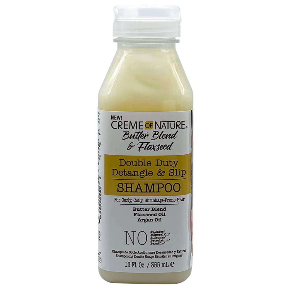 Creme of Nature Butter Blend & Flaxseed Shampoo and Conditioner Set for Curly, Coily, Shrinkage-Prone Hair – Hydrating Styling Bundle (2-Piece) – Perfect for Daily Hair Care & Natural Curl Definition