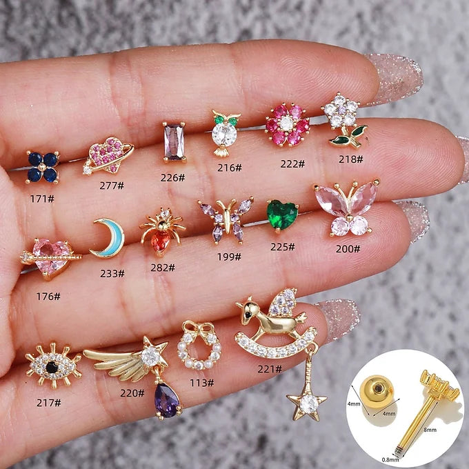 20G Cartilage Stud Earrings, Barbell Back Helix Tragus Piercing Jewelry - Perfect for Daily Wear, Parties & Gifts | EGD0277