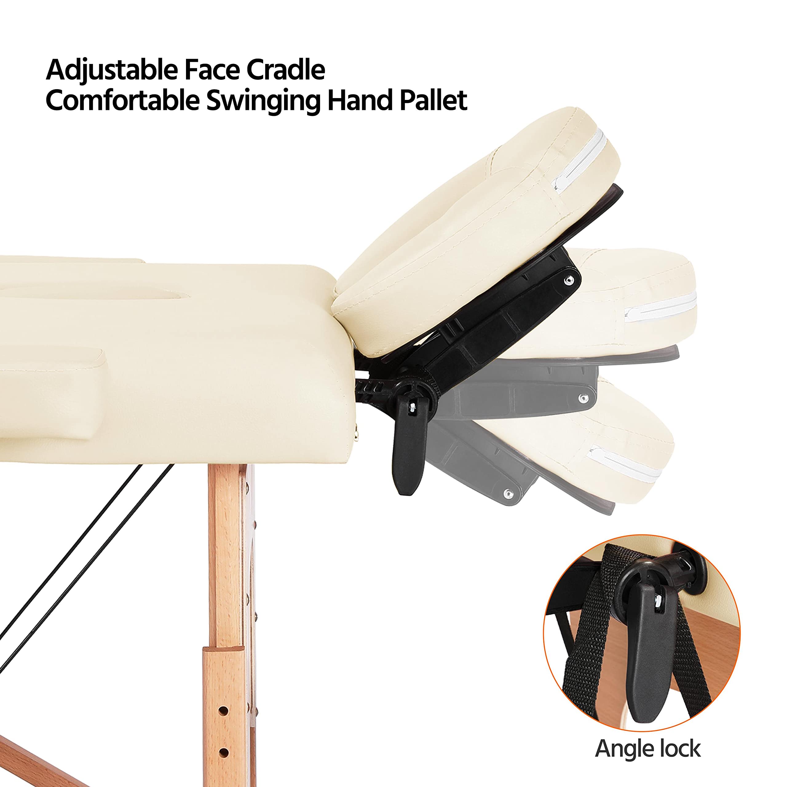 Yaheetech Portable Folding Massage Table - 24 Inch Adjustable Spa Bed for Lash Extensions, Facials & Body Massage - Includes Non-Woven Carrying Bag (Cream) - Perfect for Home Spa, Salon & Professional Use
