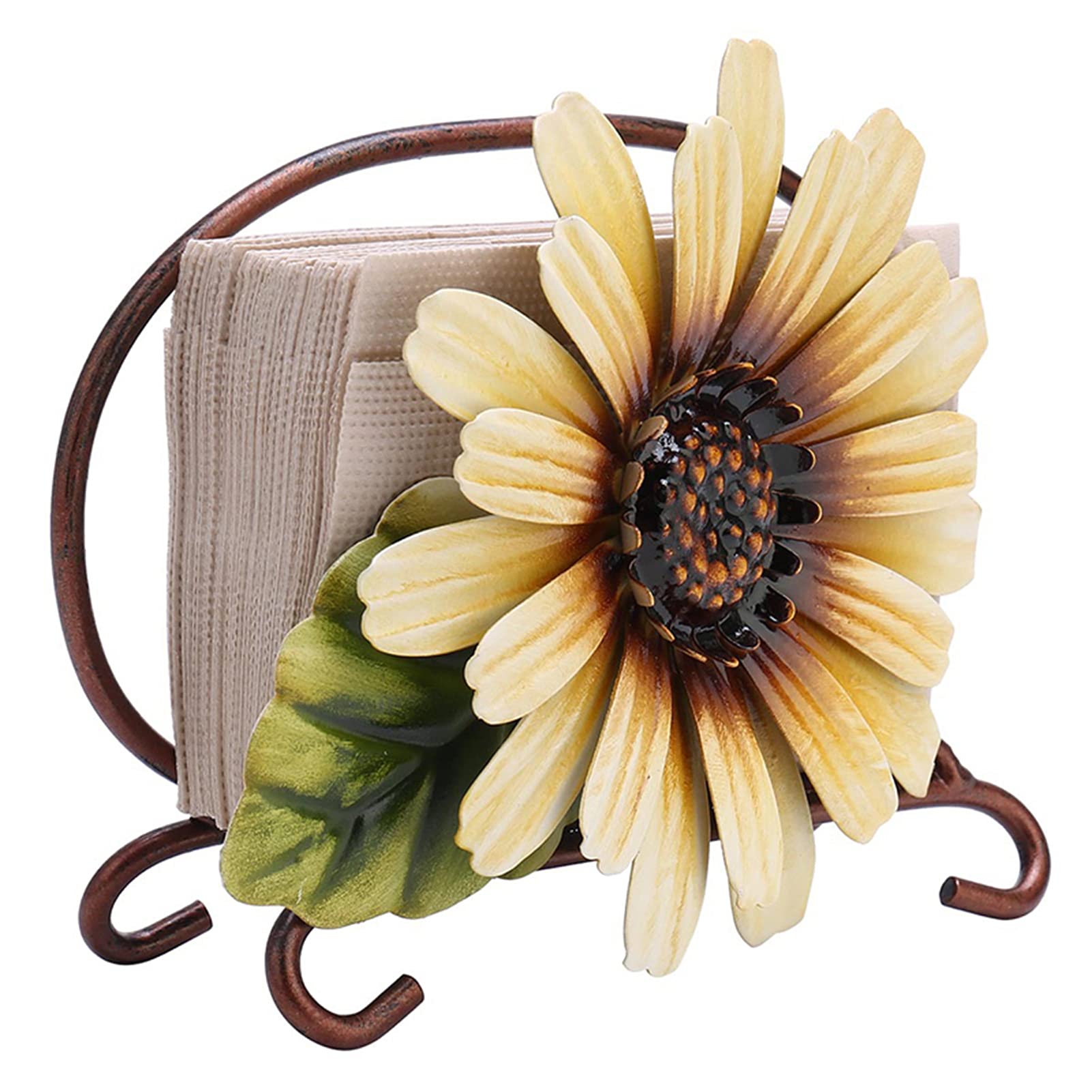 01SHIRTS Vintage Floral Metal Napkin Holder - Retro Paper Towel Stand & Storage Rack for Kitchen Table Decor - Perfect for Home, Bedroom, and Restaurant Use