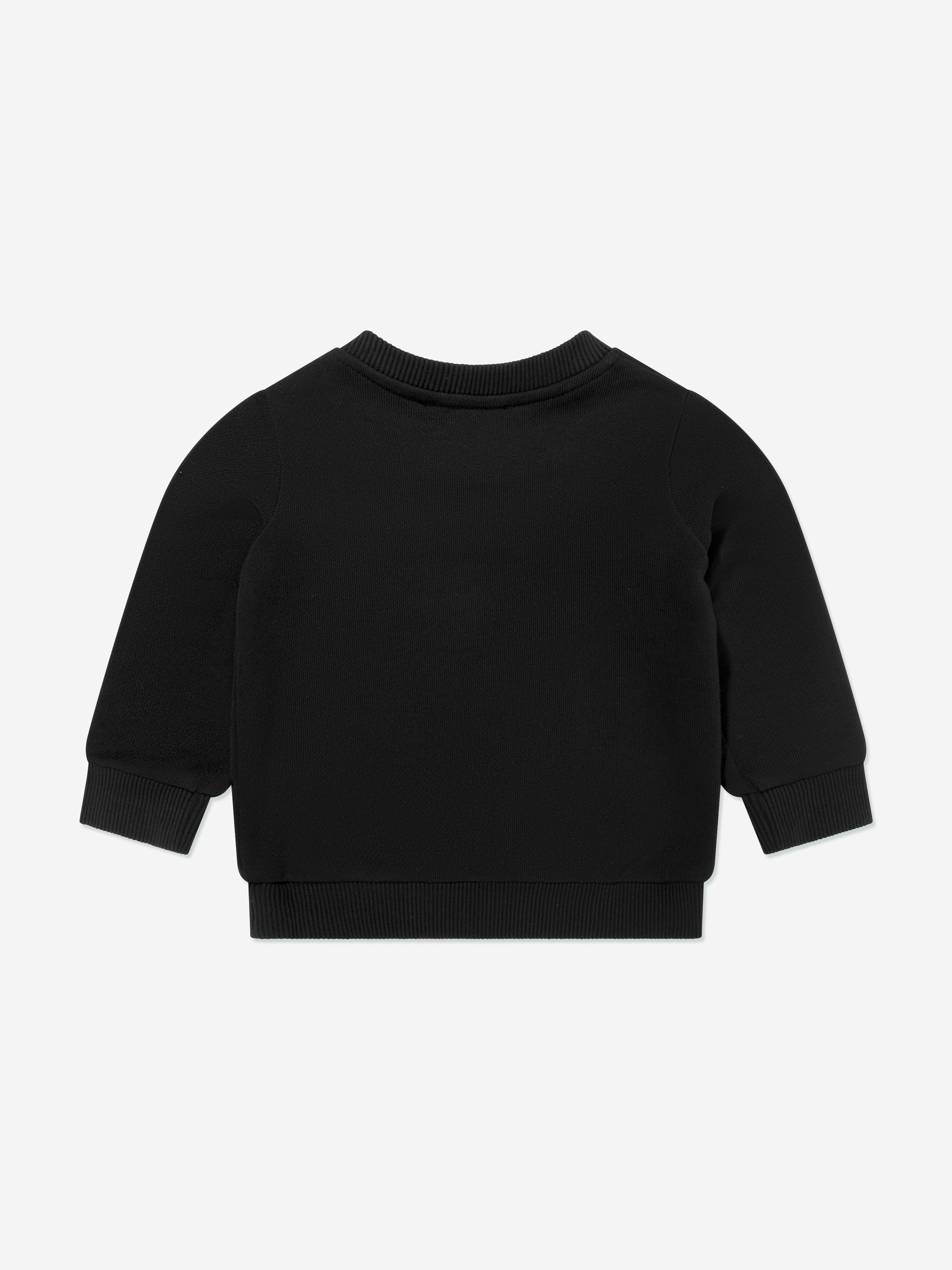 Soft Black Baby Teddy Bear Logo Sweatshirt - Cozy Cotton Pullover for Toddlers | Perfect for Playdates, Family Photos & Everyday Comfort
