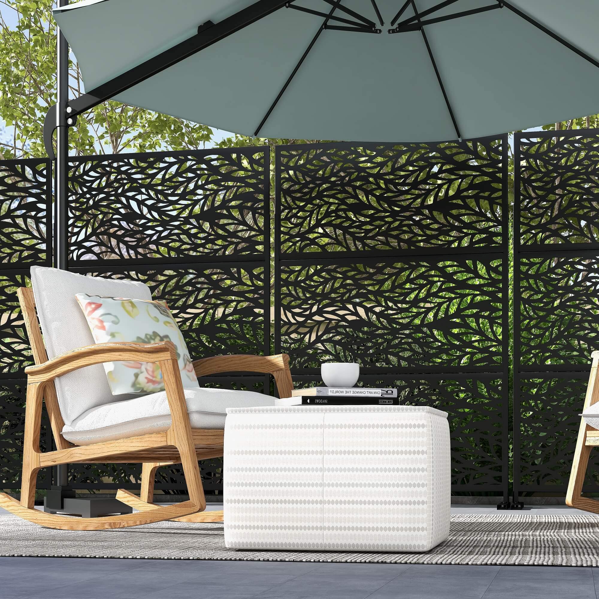Freestanding Outdoor Privacy Screen with Stand - Decorative Room Divider for Patio, Balcony, Pool & Indoor Use - Perfect for Creating Private Spaces in Backyards, Decks and Living Areas