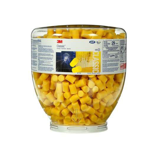3M 391 1001 E A R Classic One Touch Refill Earplugs - NRR 29 dB Noise Reduction, 500 Count/Bottle - Ideal for Construction, Concerts & Sleeping