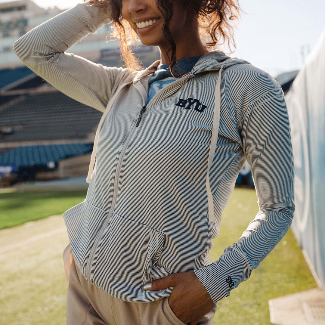 BYU Albion Zip Up Hoodie - Men's & Women's Lightweight Fleece Pullover for Casual Wear, College Campus, and Outdoor Activities