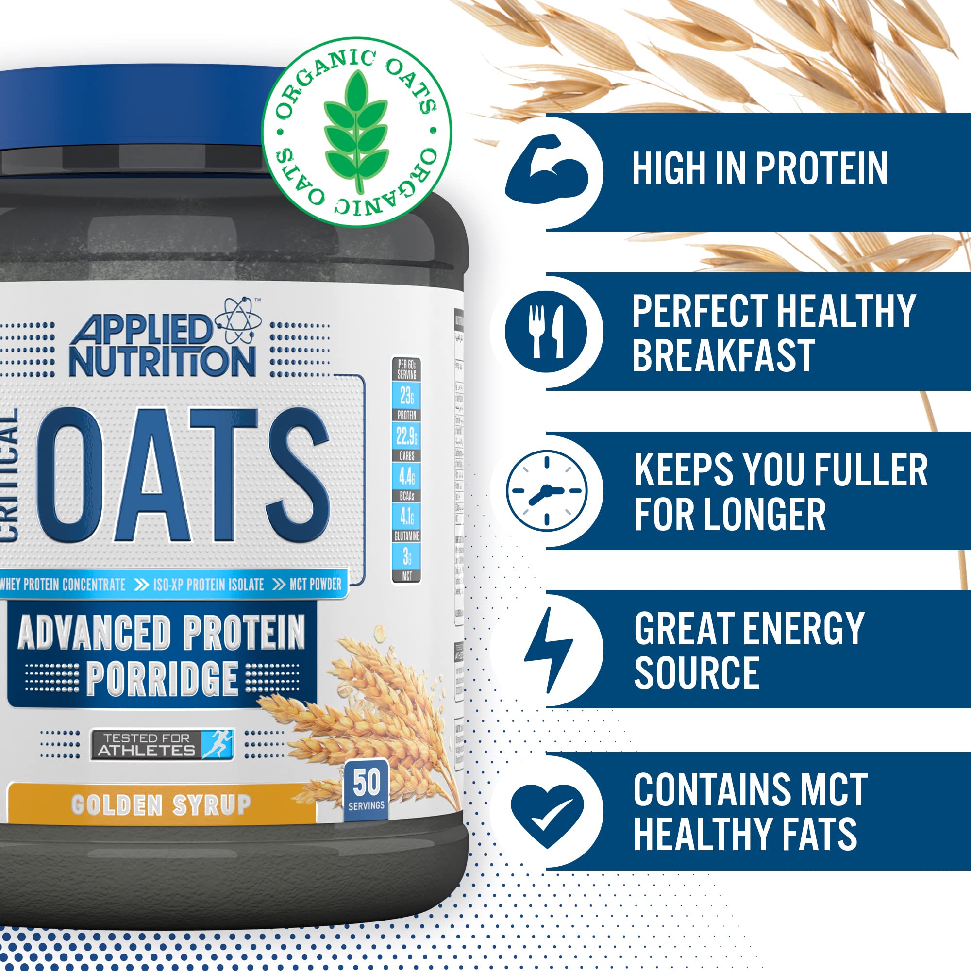 Applied Nutrition Critical Oats 3kg - Premium Protein Oatmeal for Bodybuilding & Weight Management | Ideal for Post-Workout Recovery & Healthy Breakfast