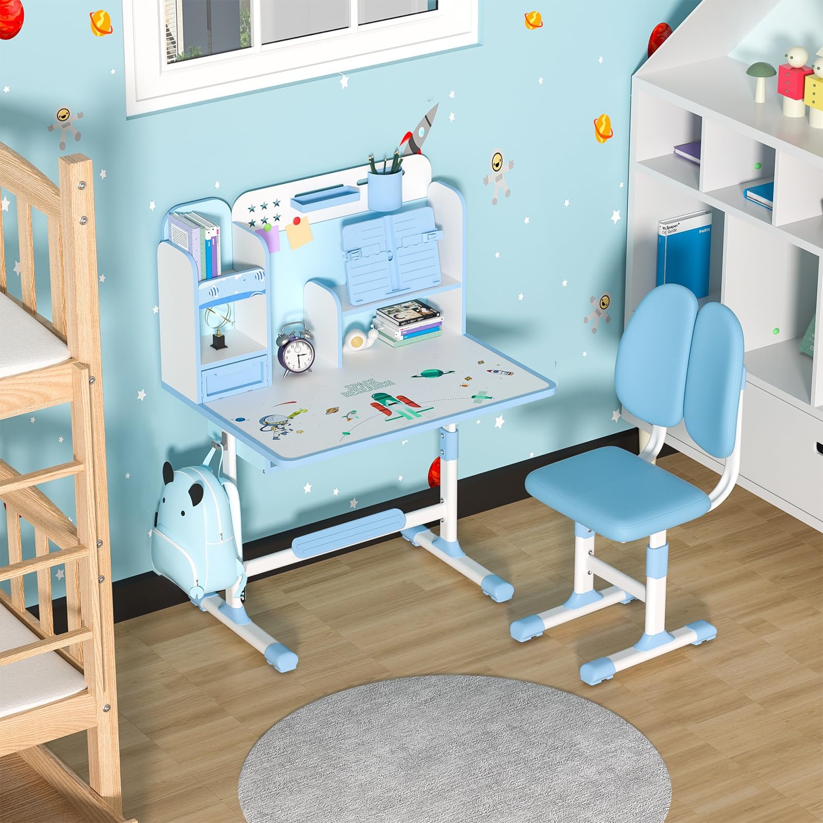 Adjustable Kids Desk & Chair Set with Storage - Study & Art for Bedroom