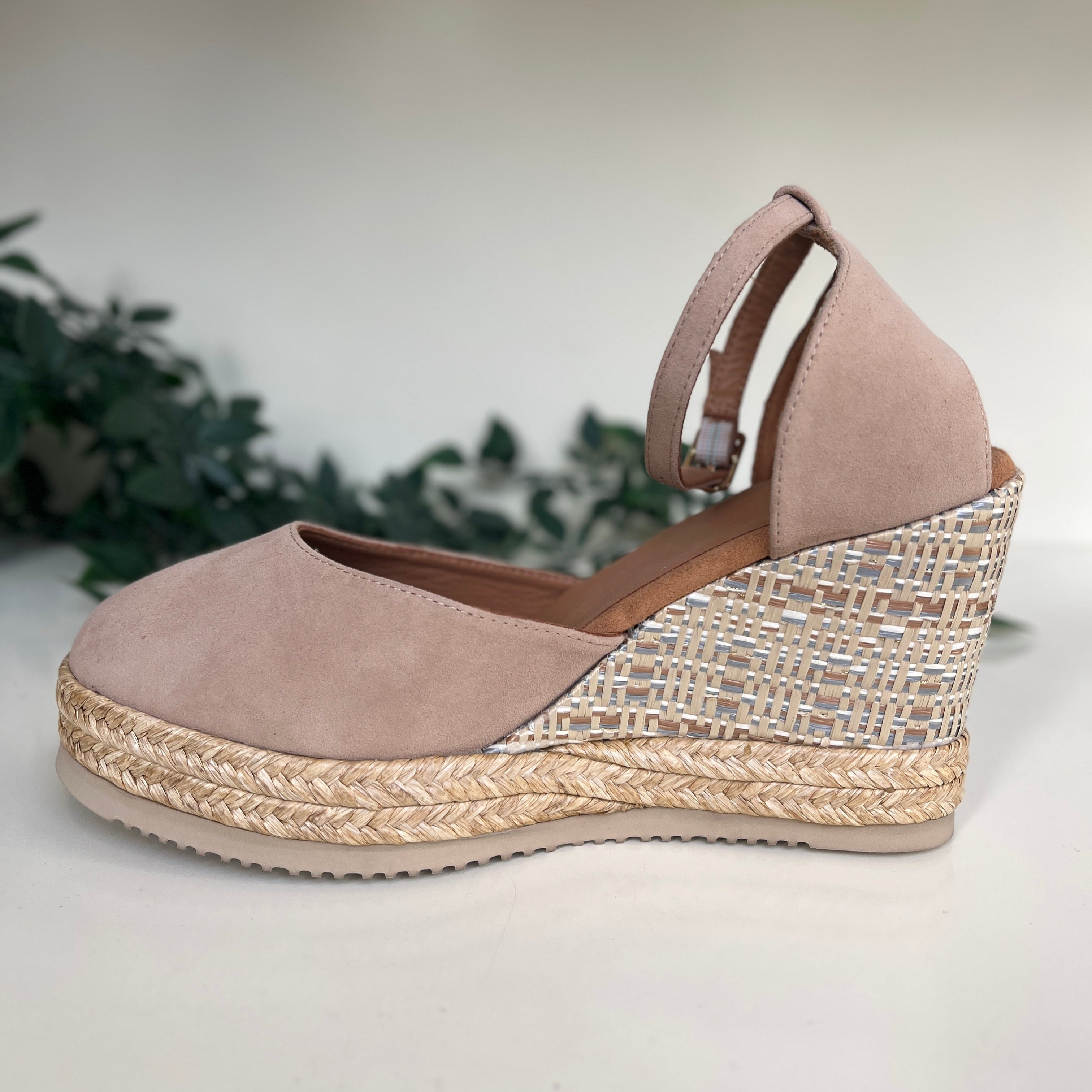UNISA Nude Suede Leather Espadrille Cameo Flats - Comfortable Women's Casual Shoes for Summer, Beach & Everyday Wear