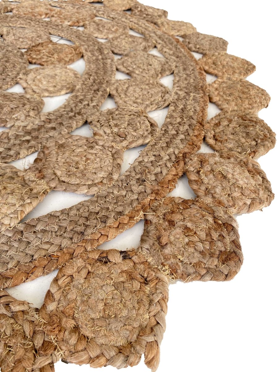 Handmade Round Jute Rug - Natural Fiber Floor Mat 3x7 Feet - Eco-Friendly Home Decor for Living Room, Bedroom & Boho Style Spaces