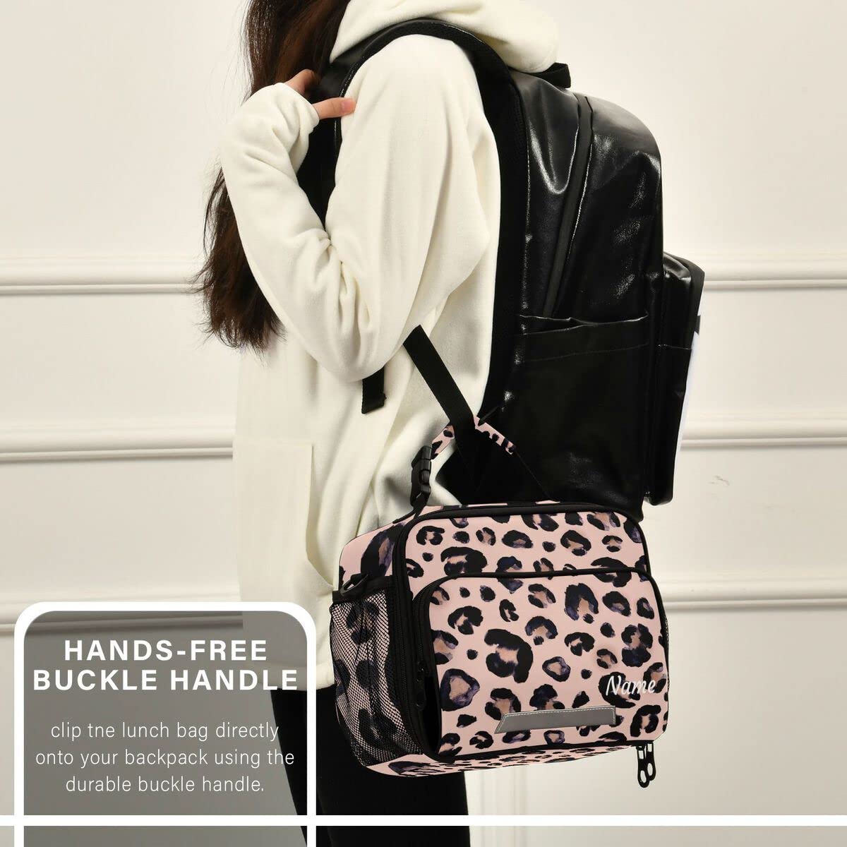 Custom Leopard Cheetah Print Insulated Lunch Box with Adjustable Shoulder Strap - Personalized Cooler Tote Bag for School, Work & Picnic - Perfect for Teens, Kids & Adults to Carry Snacks, Meals & Beverages