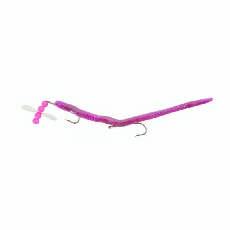 Premium Creme Midget Crawler Worm Fishing Lures - 1 Rig with Spare (3.5 Inch) - Ideal for Bass, Trout & Panfish - Perfect for Freshwater & Saltwater Fishing