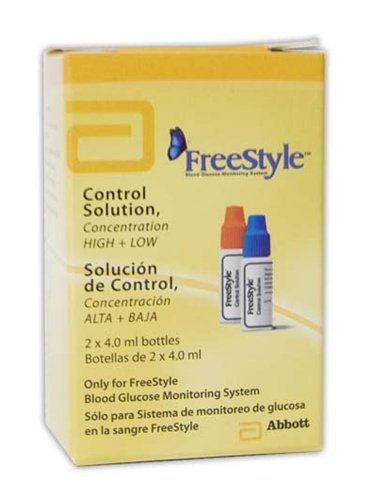 Freestyle Control Solution for Blood Glucose Monitor - 2 Pack (4.0ml Each) | Accurate High/Low Testing | Perfect for Diabetic Care at Home & Travel