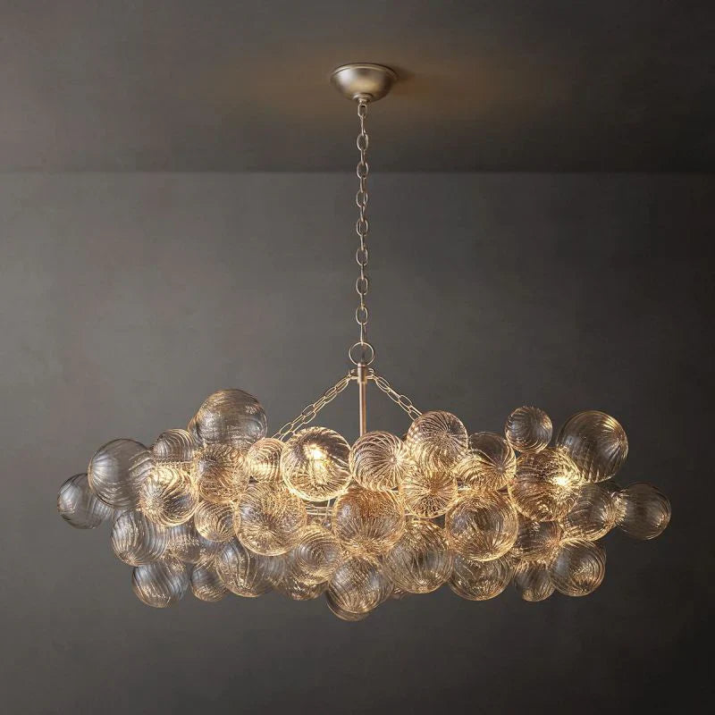 Tammy Linear Glass Ball Chandelier - 51 Inch Modern Crystal Pendant Light Fixture for Dining Room, Living Room & Bedroom Lighting