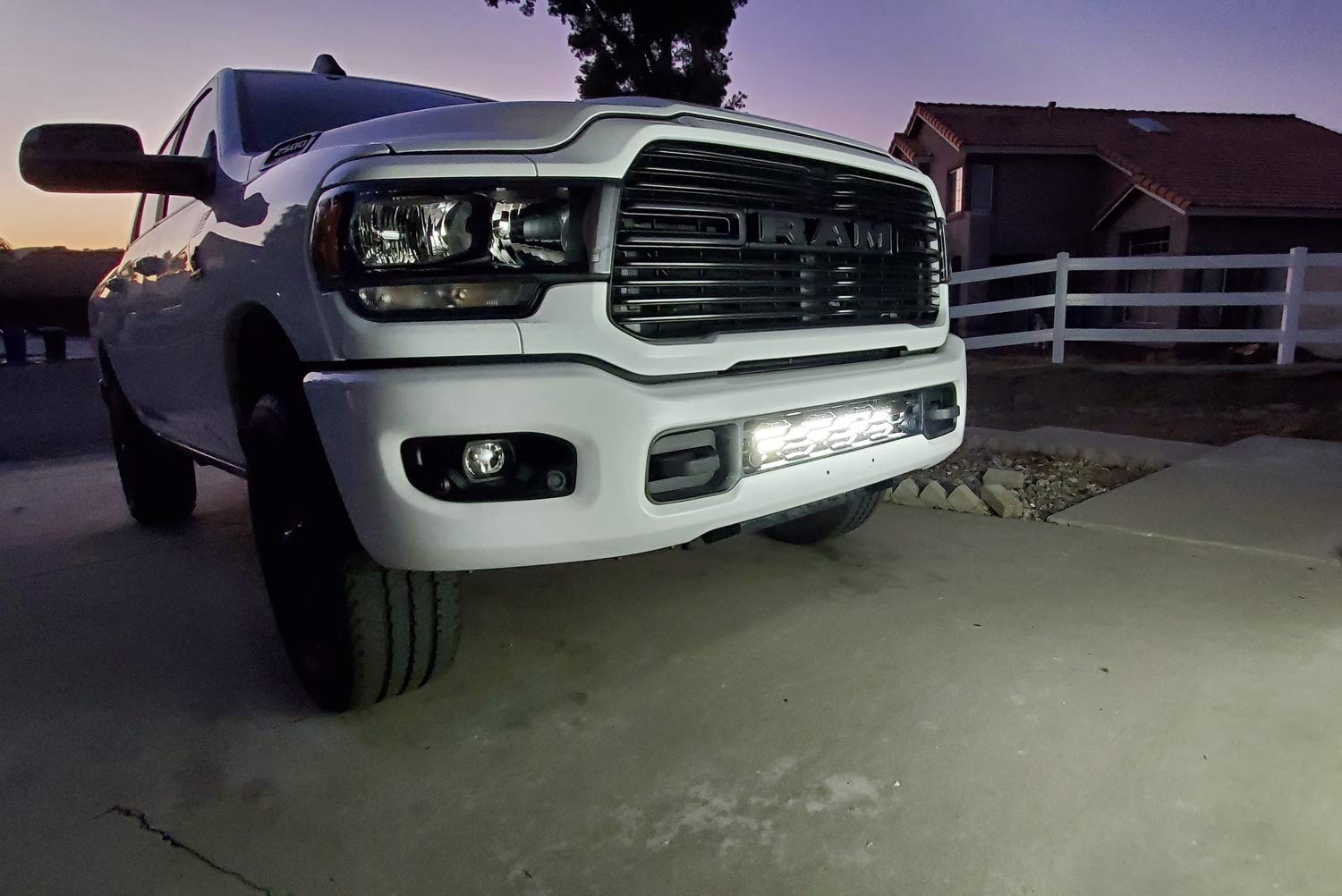 iJDMTOY 20-Inch 120W High Power LED Light Bar for 2020-2024 Dodge RAM 2500/3500 - Lower Grille Mount with Brackets & On/Off Switch - Perfect for Off-Roading, Night Driving & Truck Customization