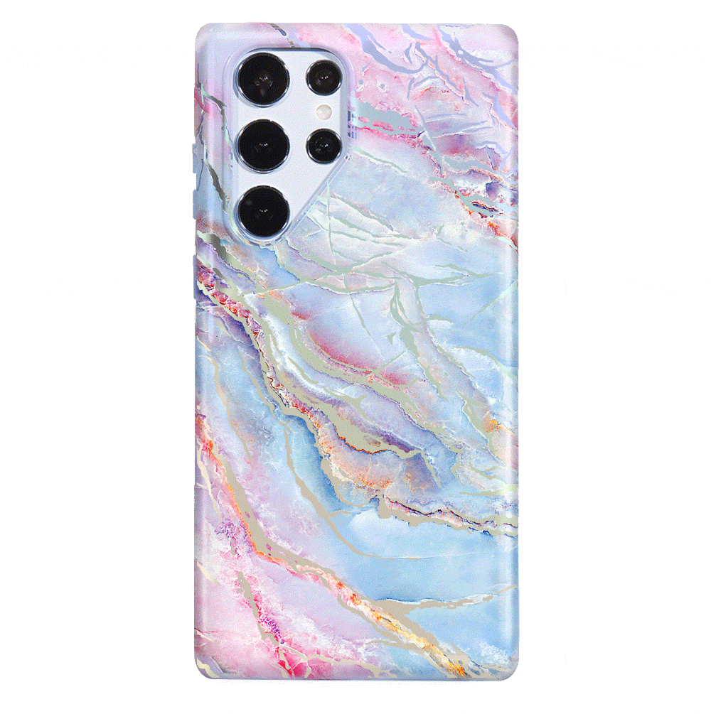 Holo Moonstone Marble Samsung Galaxy Phone Case - Protective Cover for Galaxy S21/S22/S23 Series - Stylish Glitter Design for Everyday Use & Special Occasions
