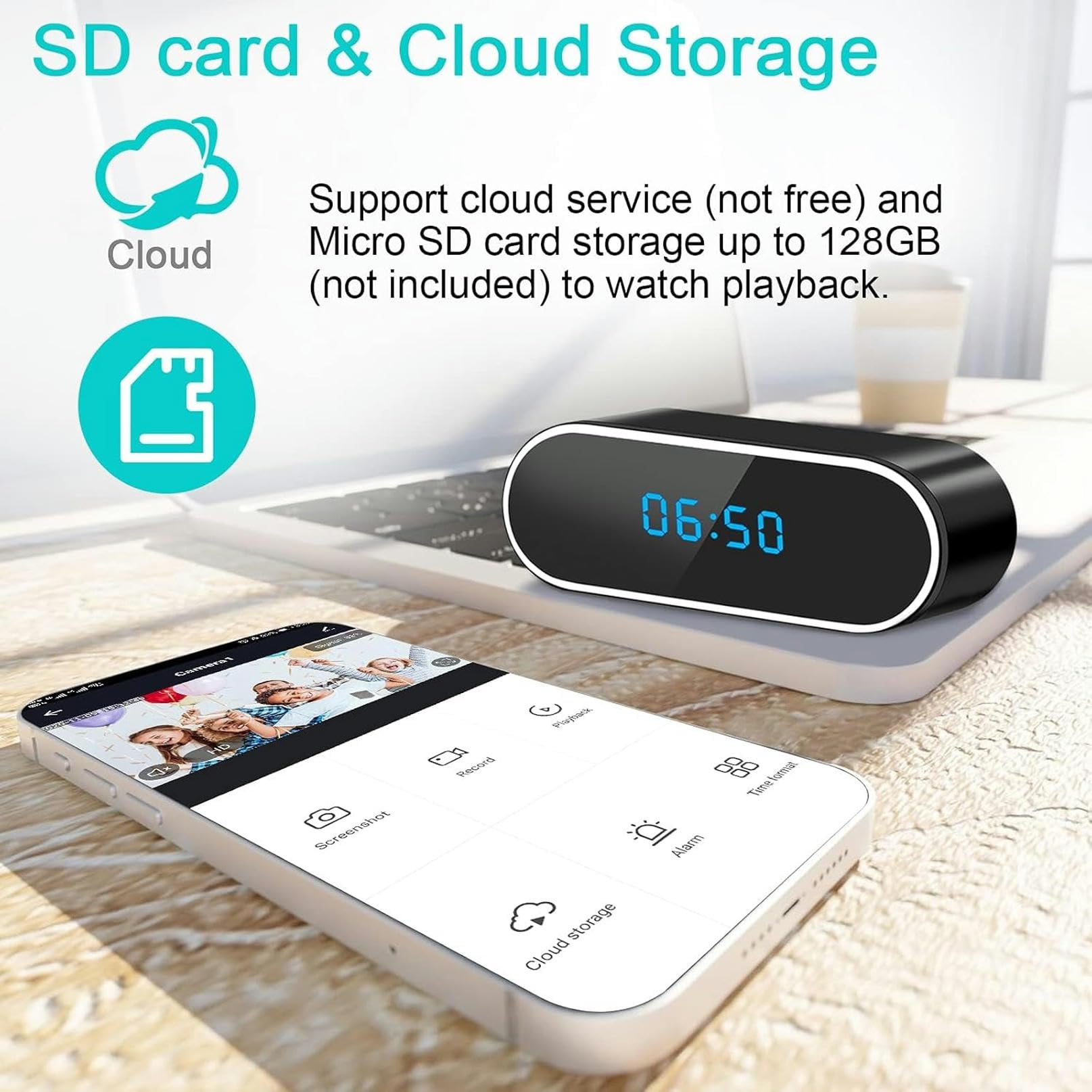 XDRGOOIUY 1080p HD WiFi Hidden Camera Clock - Wireless Mini Spy Camera with Motion Detection & Night Vision for Home Security | Indoor Surveillance, Baby Monitor, Office Security, Nanny Cam
