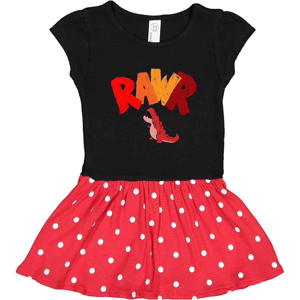Inktastic Lil' Red Tyrannosaurus Rawr Dinosaur Baby Dress - Cute Dino Outfit for Infants & Toddlers - Perfect for Birthday Parties, Photo Shoots & Everyday Play