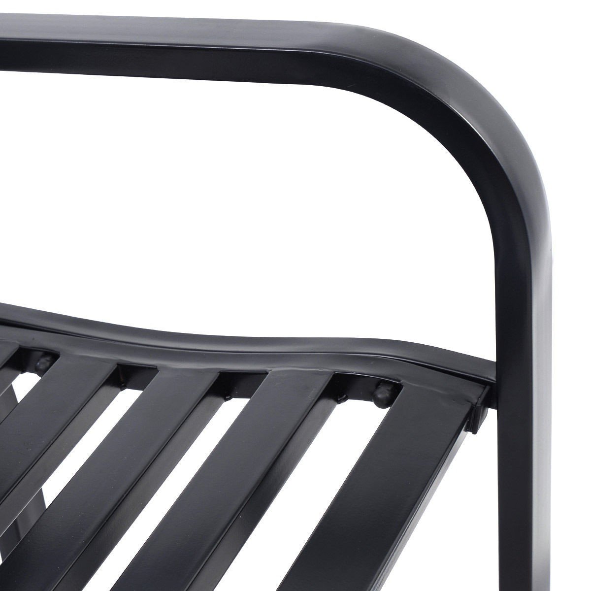 Sturdy Steel Frame Patio Garden Bench - Outdoor Deck & Front Porch Metal Bench - Wrought Iron Patio Furniture for Gardens, Decks & Outdoor Spaces