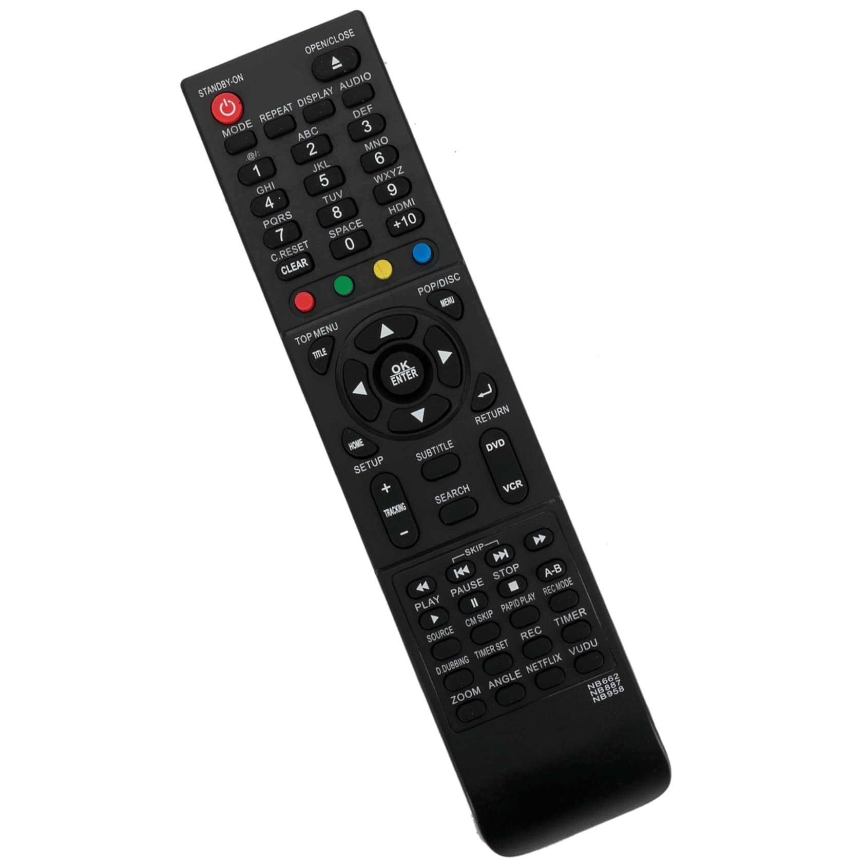 Replacement Remote Control for MAGNAVOX RZV427MG9, RZV427MG9A, ZV427MG9, ZV427MG9A, DV200MW8, DV200MW8A, MBP5210/F7, MBP5220F/F7 - Compatible with NB662, NB887, NB958 Models - Perfect for Digital Video Recorder & Home Entertainment System