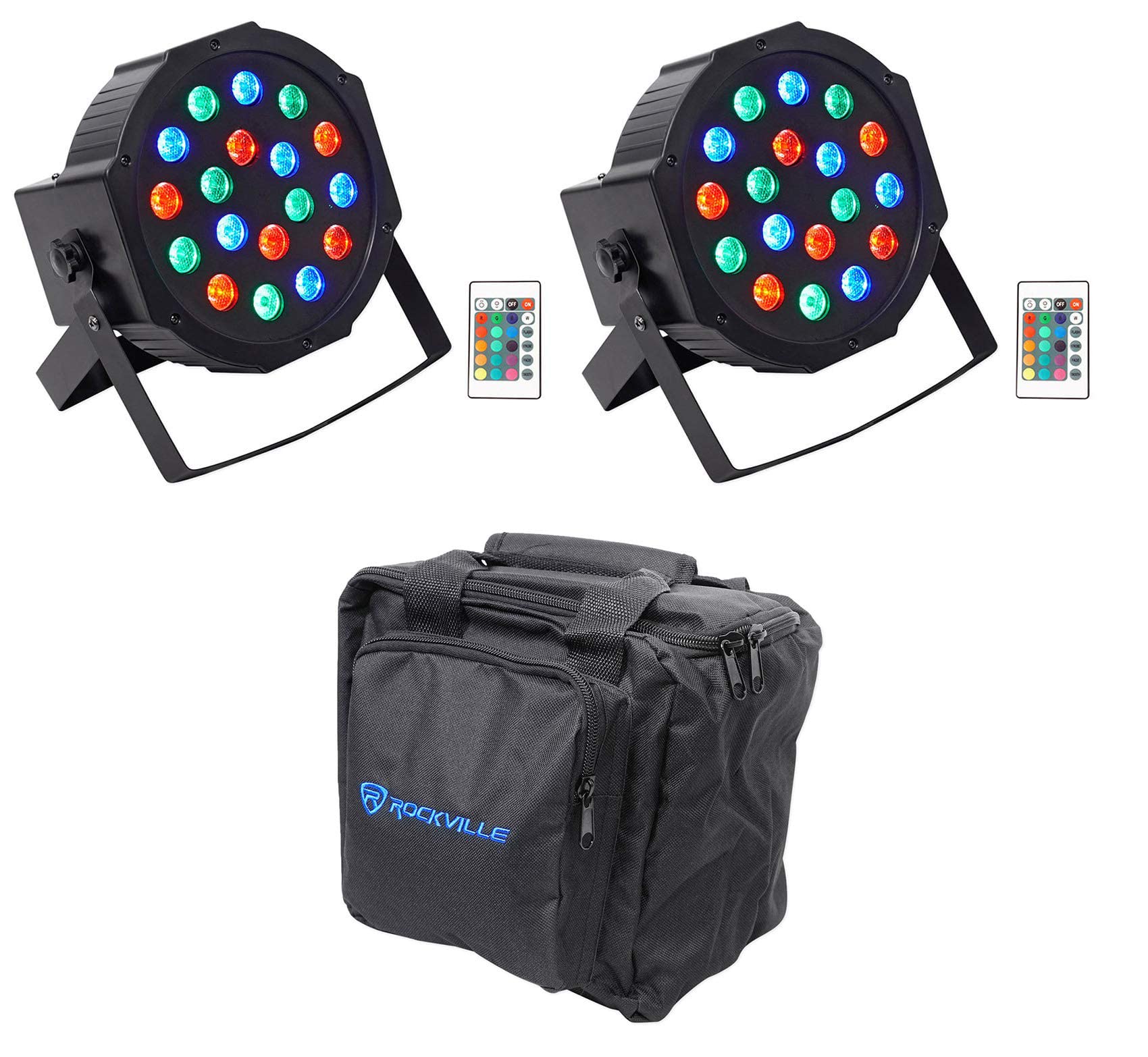 Rockville PAR 50 Rechargeable LED DMX DJ Wash Lights with Remote Control & Carrying Bag - Professional Stage Lighting for Clubs, Weddings, and Live Events