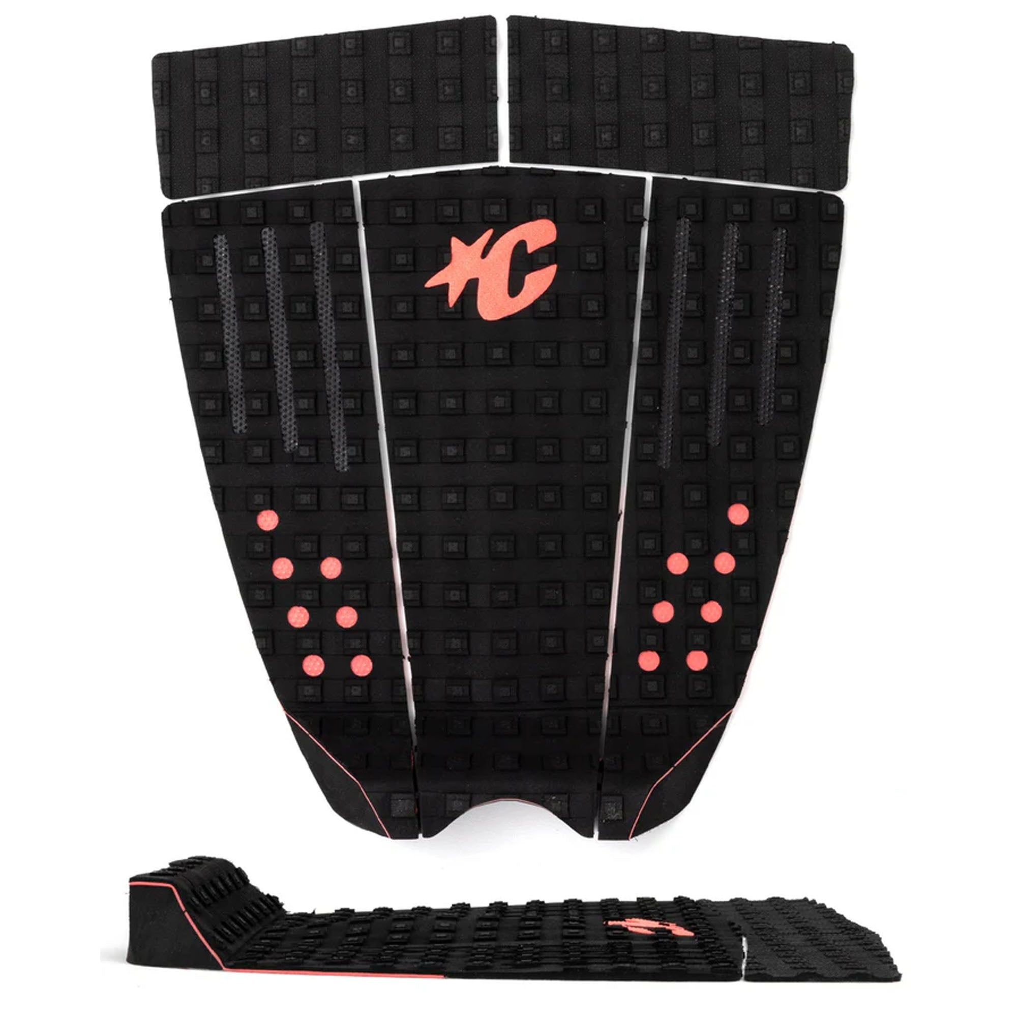 Ethan Ewing Signature Pin Tail Traction Pad by Creatures of Leisure - Black & Fluro Red Surfboard Grip for Enhanced Performance - Perfect for Surfing, Bodyboarding & Water Sports