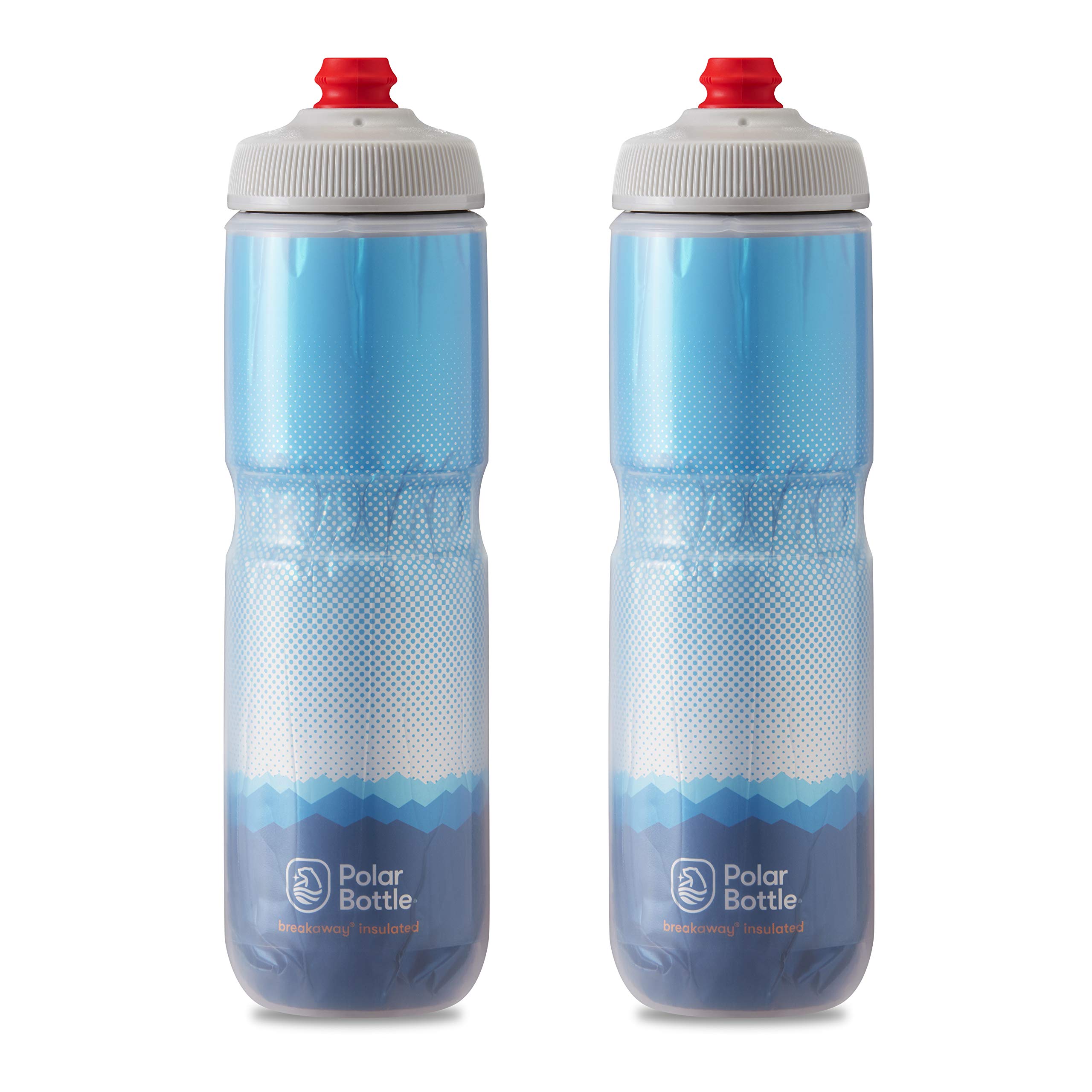 Polar Bottle Breakaway Insulated Water Bottle 24oz - BPA Free Cycling & Sports Squeeze Bottle, Leak Proof & Sweat Resistant (Blue & Silver) - 2 Pack for Gym, Hiking, Running & Outdoor Activities