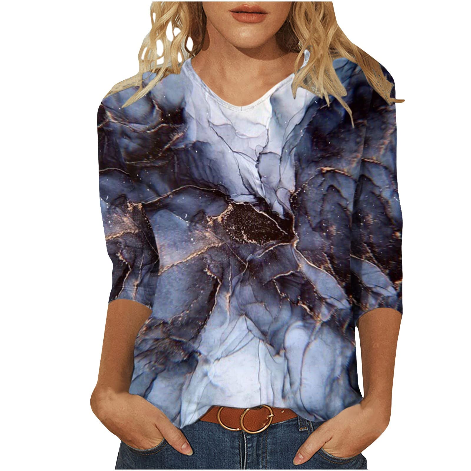 Bidobibo Women's 3/4 Sleeve Blouses - Elegant Dressy Casual Tops for Fall Fashion 2023 | Office Wear, Date Night & Autumn Outfits