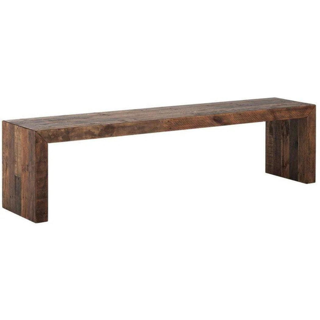 71 Inch Large Light Brown Industrial Wooden Bench - Sturdy & Modern for Living Room, Dining Room, or Entryway