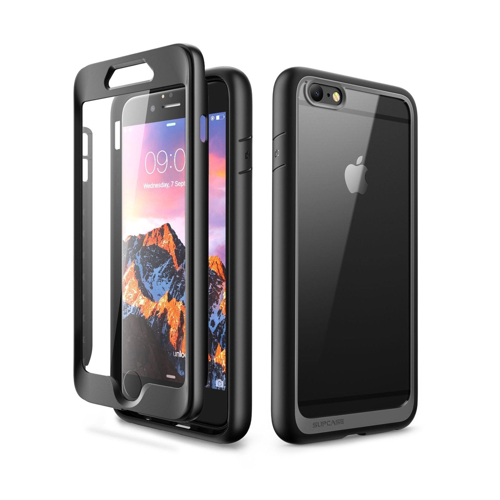 iPhone 6 Plus / 6S Plus Unicorn Beetle Style Clear Protective Case with Built-in Screen Protector - Shockproof & Scratch Resistant Cover for Everyday Use, Work & Travel (Black)