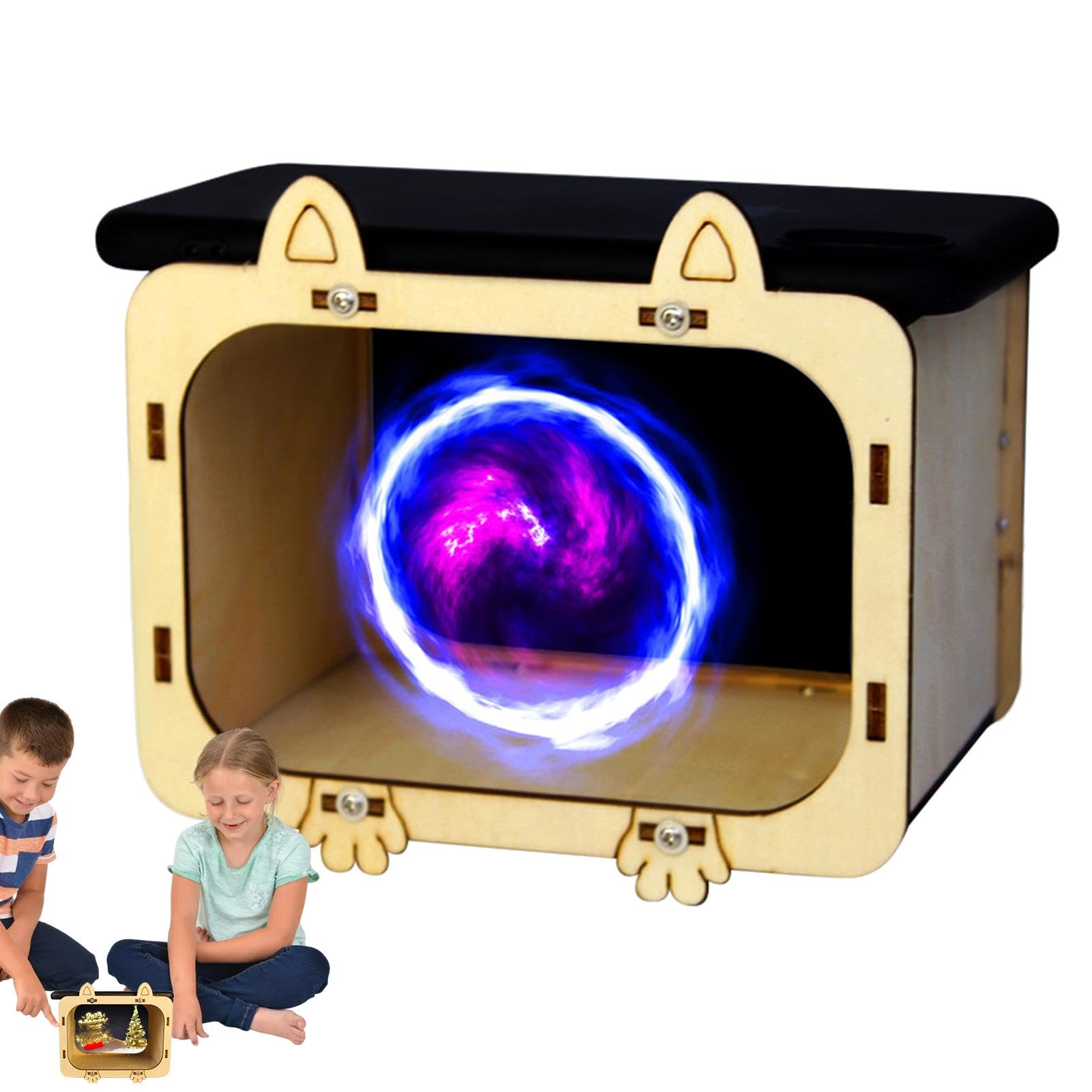 Kuxiptin Home Theater Projector - Portable Wooden Cardboard Cinema Projector with Hologram Display for Smartphone | Perfect for Movie Nights, Product Presentations & 3D Holographic Displays