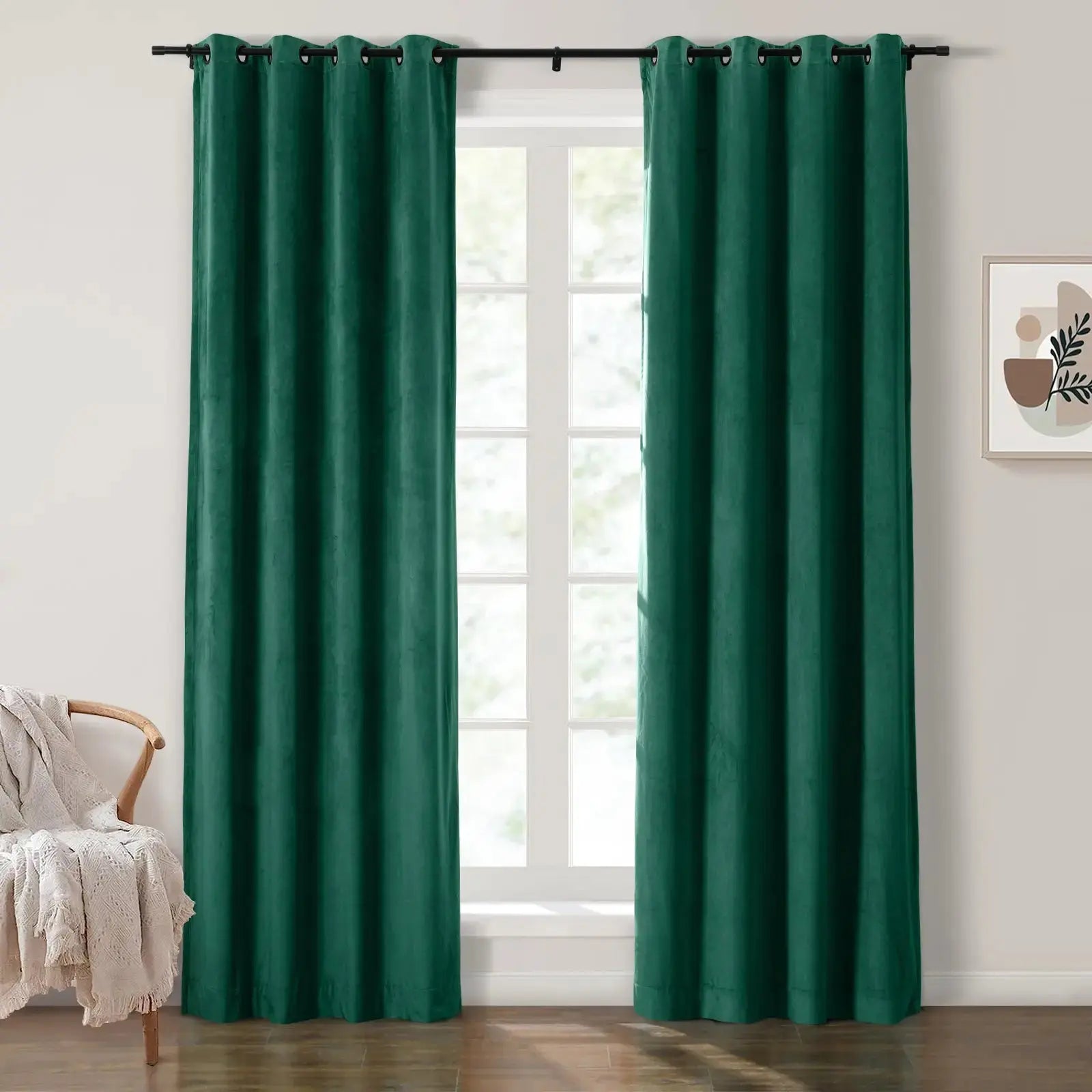 Luxury Velvet Grommet Curtains for Living Room & Bedroom - Blackout Thermal Insulated Drapes - Birkin Style Elegant Window Treatments for Home Decor