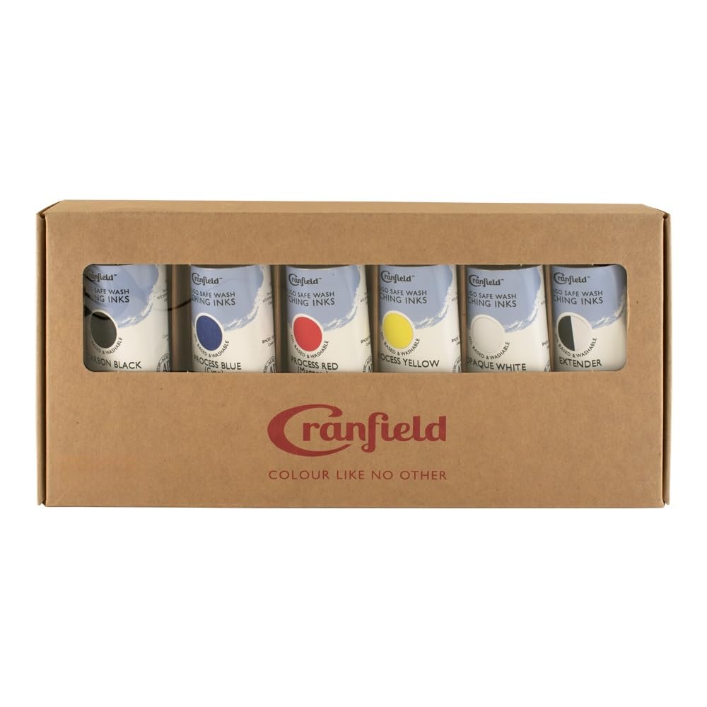Cranfield Safe Wash Etching Ink Set of 6 Colors (SWE6X75SET) - Perfect for Printmaking, Screen Printing & Fabric Art Projects