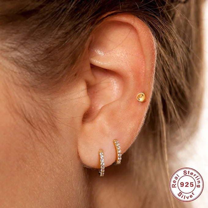 16G Flat Back Crescent Moon Stud Earrings with Labret Back | Hypoallergenic Body Jewelry for Cartilage, Helix, Tragus Piercing | Perfect for Everyday Wear & Gifting