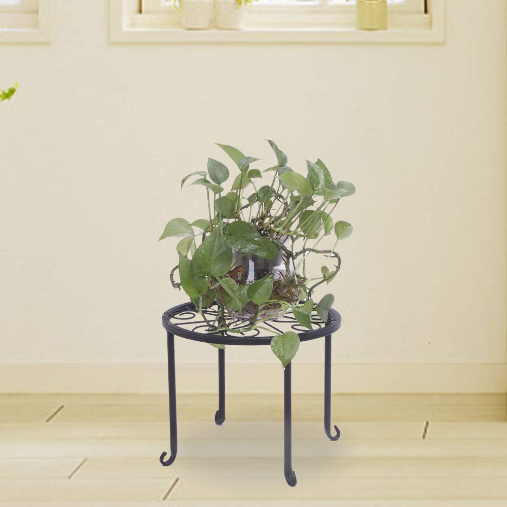 4-Tier Metal Plant Stand Set for Indoor & Outdoor Use - Modern Iron Flower Pot Holder with Round Shelves Fits Medium & Large Pots - Perfect for Living Room, Patio, Garden & Corner Decor