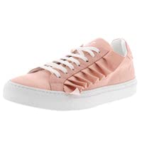 Pink Ruffle Satin Sneakers for Women - Size 10 US | Comfortable & Stylish Casual Shoes for Walking, Dating, and Parties