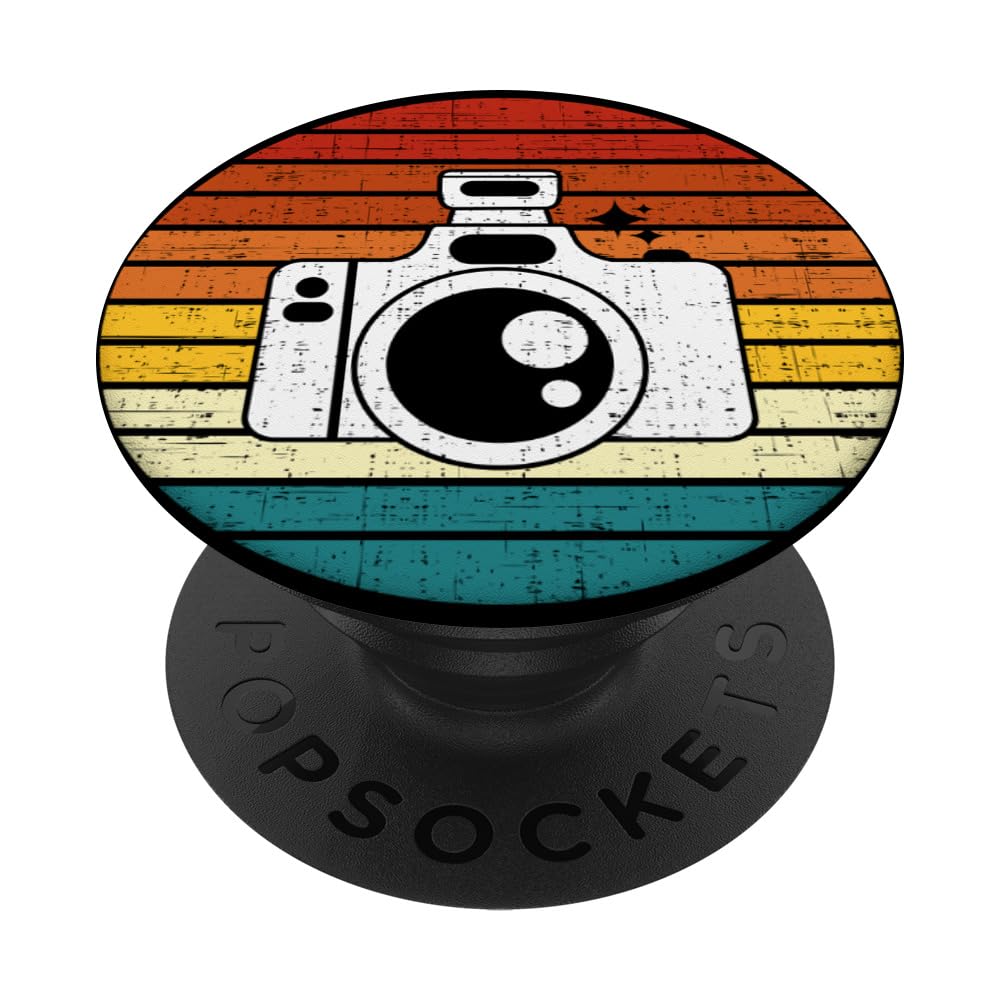 Vintage Retro Sunset Photography Camera Photographer PopSockets Standard PopGrip - Cute Phone Grip & Stand for Smartphones, Perfect for Travel, Selfies, and Daily Use