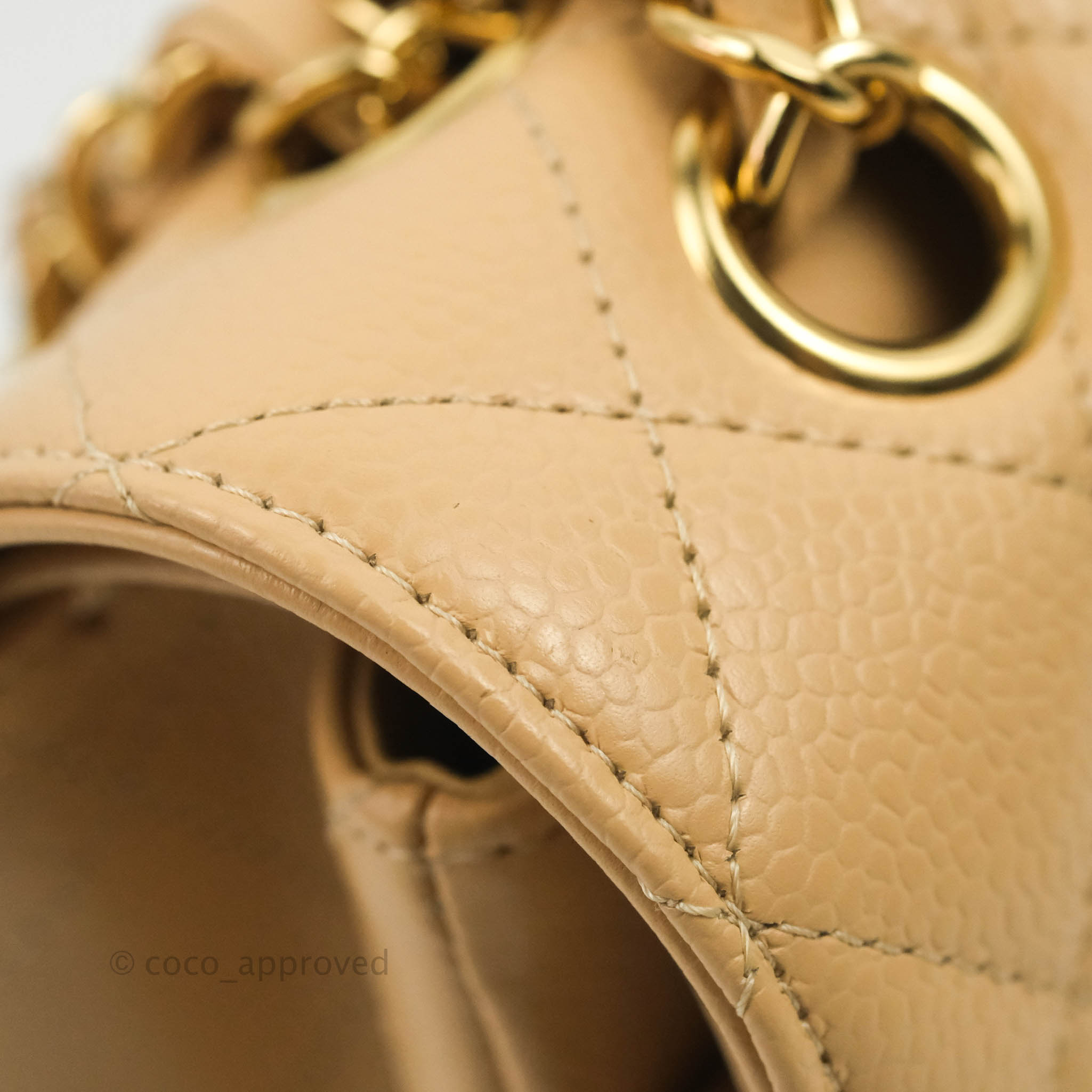 Chanel Classic Medium Flap Bag Quilted Beige Caviar Leather with Gold Hardware - Luxury Designer Handbag for Women, Perfect for Work, Party & Everyday Use