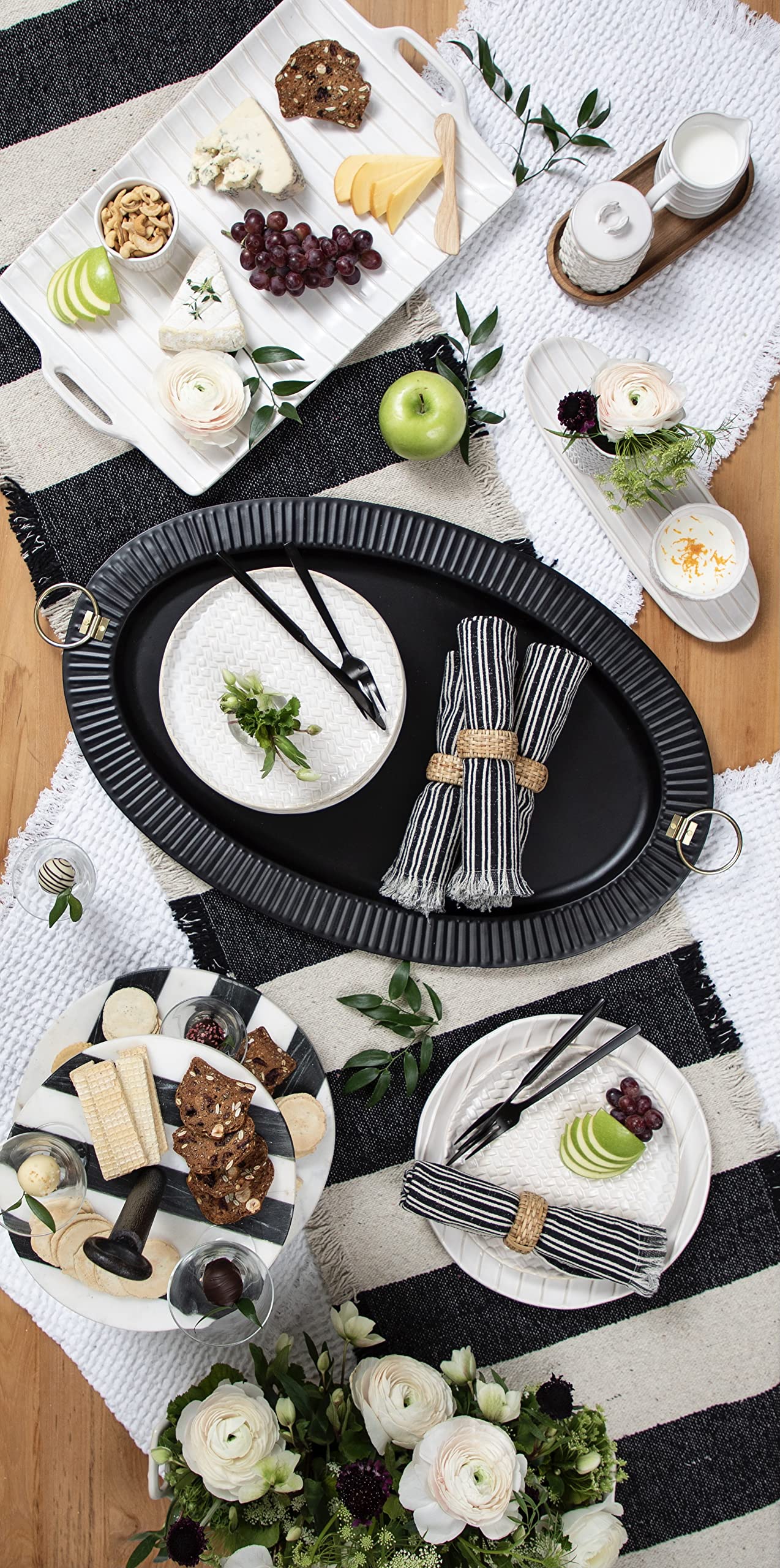 Black Mud Pie Tin Oval Tray 17