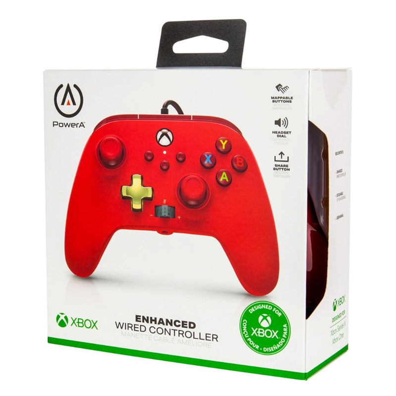 PowerA Wired Controller for Xbox Series X|S - Red | Enhanced Gaming Experience for Xbox Series X and S Consoles